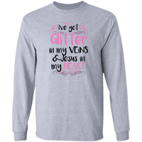 Load image into Gallery viewer, Designs by MyUtopia Shout Out:Glitter in my Veins Jesus in my Heart Long Sleeve Ultra Cotton Unisex T-Shirt,Sport Grey / S,Long Sleeve T-Shirts
