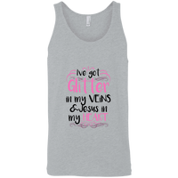 Load image into Gallery viewer, Designs by MyUtopia Shout Out:Glitter in my Veins Jesus in my Heart Tank Top,Athletic Heather / X-Small,Tank Tops
