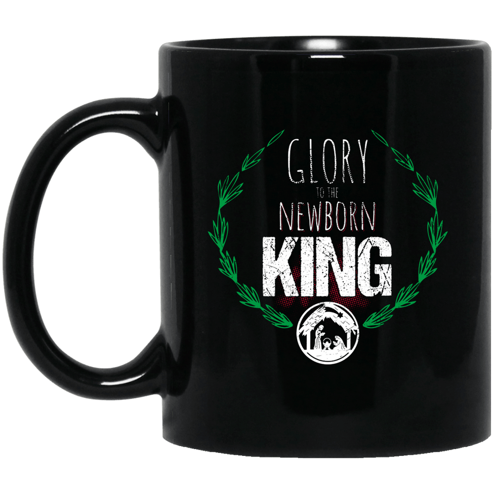 Designs by MyUtopia Shout Out:Glory to the Newborn King - Ceramic Coffee Mug - Black,Black / 11 oz,Apparel