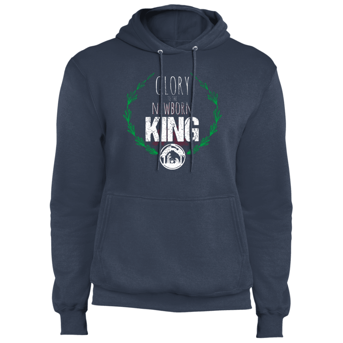 Designs by MyUtopia Shout Out:Glory to the Newborn King - Core Fleece Unisex Pullover Hoodie,Navy / S,Sweatshirts
