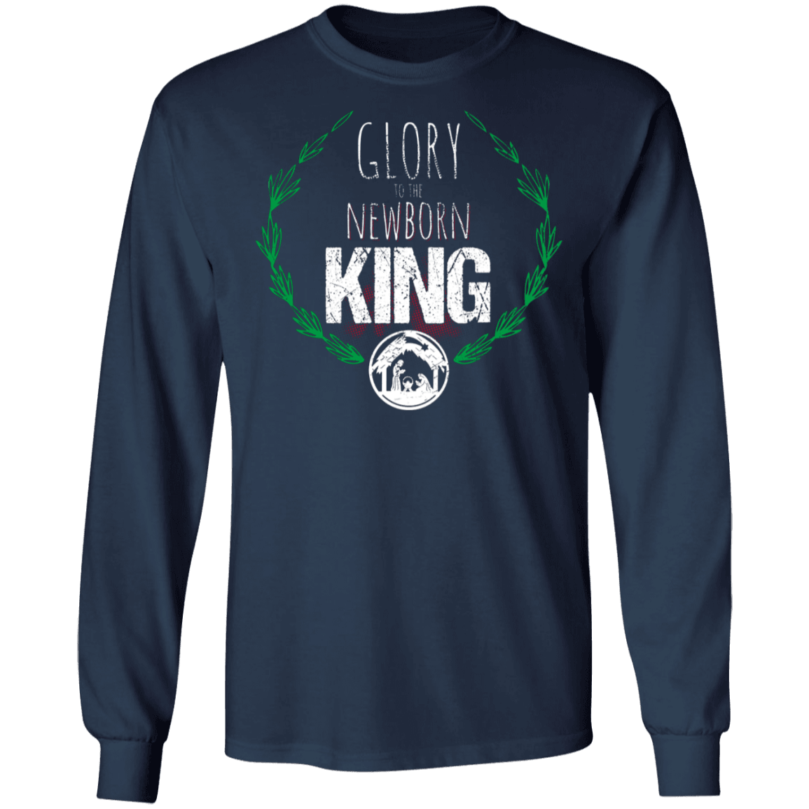 Designs by MyUtopia Shout Out:Glory to the Newborn King - Ultra Cotton Long Sleeve T-Shirt,Navy / S,Long Sleeve T-Shirts