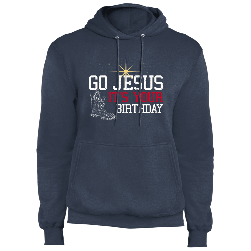 Designs by MyUtopia Shout Out:Go Jesus Its Your Birthday - Core Fleece Unisex Pullover Hoodie,Navy / S,Sweatshirts