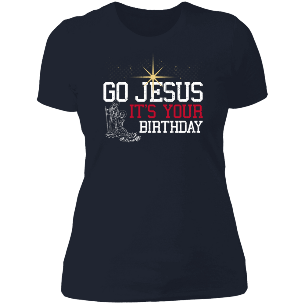 Designs by MyUtopia Shout Out:Go Jesus Its Your Birthday - Ultra Cotton Ladies' T-Shirt,Midnight Navy / X-Small,Ladies T-Shirts