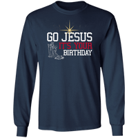 Load image into Gallery viewer, Designs by MyUtopia Shout Out:Go Jesus Its Your Birthday - Ultra Cotton Long Sleeve T-Shirt,Navy / S,Long Sleeve T-Shirts
