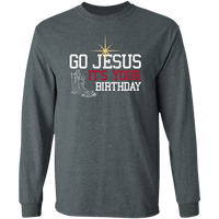 Load image into Gallery viewer, Designs by MyUtopia Shout Out:Go Jesus Its Your Birthday - Ultra Cotton Long Sleeve T-Shirt,Dark Heather / S,Long Sleeve T-Shirts
