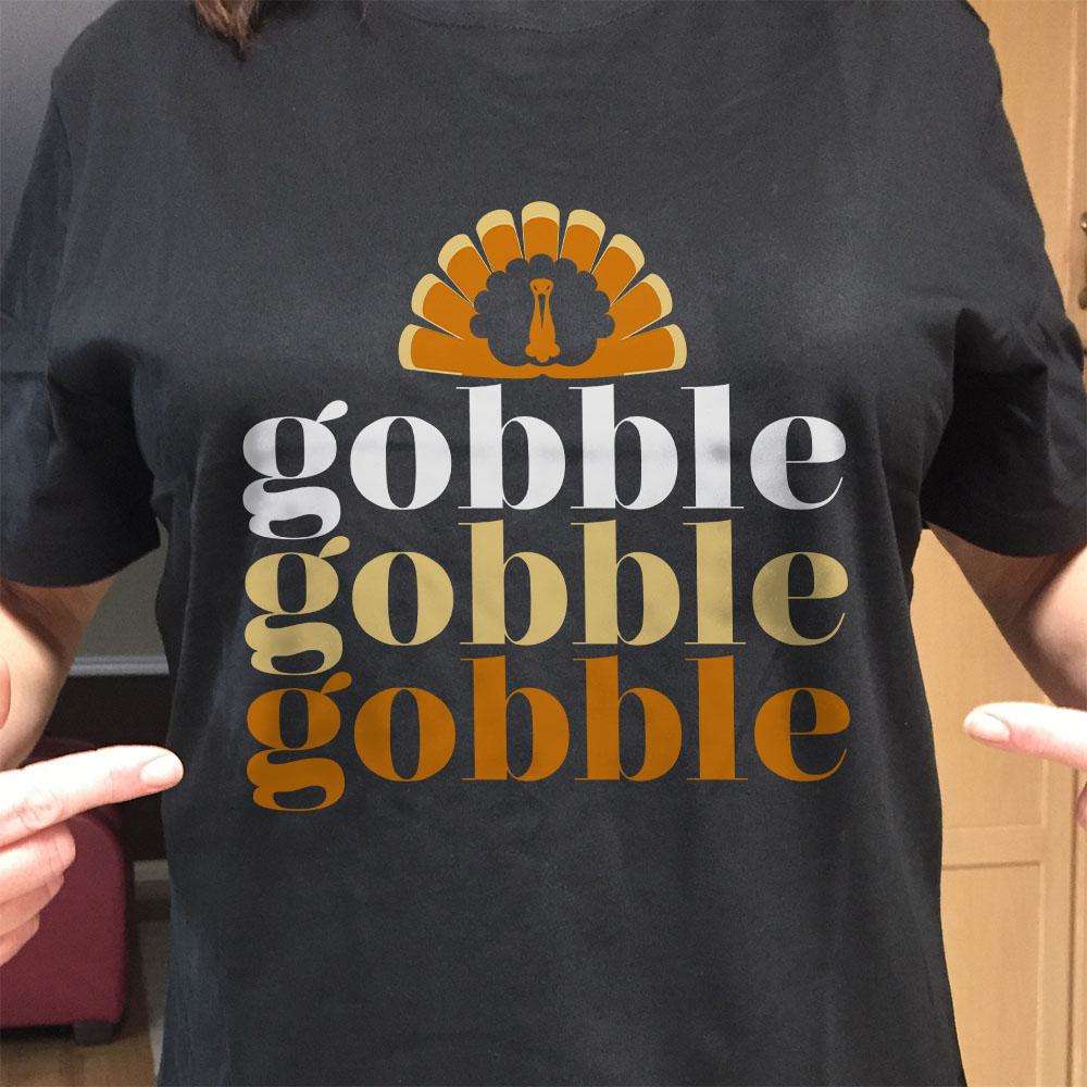 Designs by MyUtopia Shout Out:Gobble Adult Unisex Cotton Short Sleeve T-Shirt