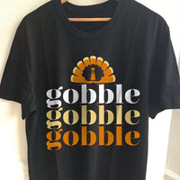 Load image into Gallery viewer, Designs by MyUtopia Shout Out:Gobble Adult Unisex Cotton Short Sleeve T-Shirt,S / Black,Adult Unisex T-Shirt
