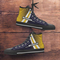 Load image into Gallery viewer, Designs by MyUtopia Shout Out:#GoBlue Michigan Canvas High Top Shoes
