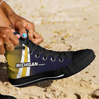 Load image into Gallery viewer, Designs by MyUtopia Shout Out:#GoBlue Michigan Canvas High Top Shoes
