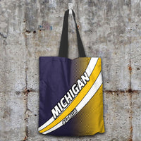 Load image into Gallery viewer, Designs by MyUtopia Shout Out:#GoBlue Michigan Fan Fabric Totebag Reusable Shopping Tote
