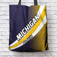 Load image into Gallery viewer, Designs by MyUtopia Shout Out:#GoBlue Michigan Fan Fabric Totebag Reusable Shopping Tote
