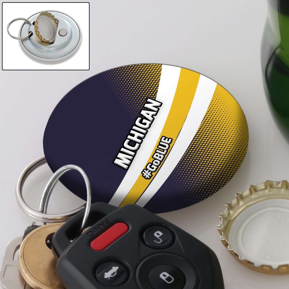 Designs by MyUtopia Shout Out:#GoBlue Michigan Fan Magnetic Keychain Bottle Opener (Blue)