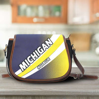 Load image into Gallery viewer, Designs by MyUtopia Shout Out:#GoBlue Michigan Fan Saddlebag Style Canvas Crossbody Purse
