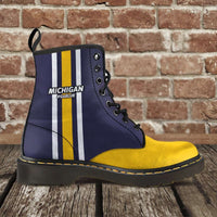 Load image into Gallery viewer, Designs by MyUtopia Shout Out:#GoBlue Michigan Faux Leather 7 eye Lace-up Boots

