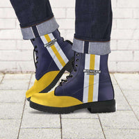 Load image into Gallery viewer, Designs by MyUtopia Shout Out:#GoBlue Michigan Faux Leather 7 eye Lace-up Boots
