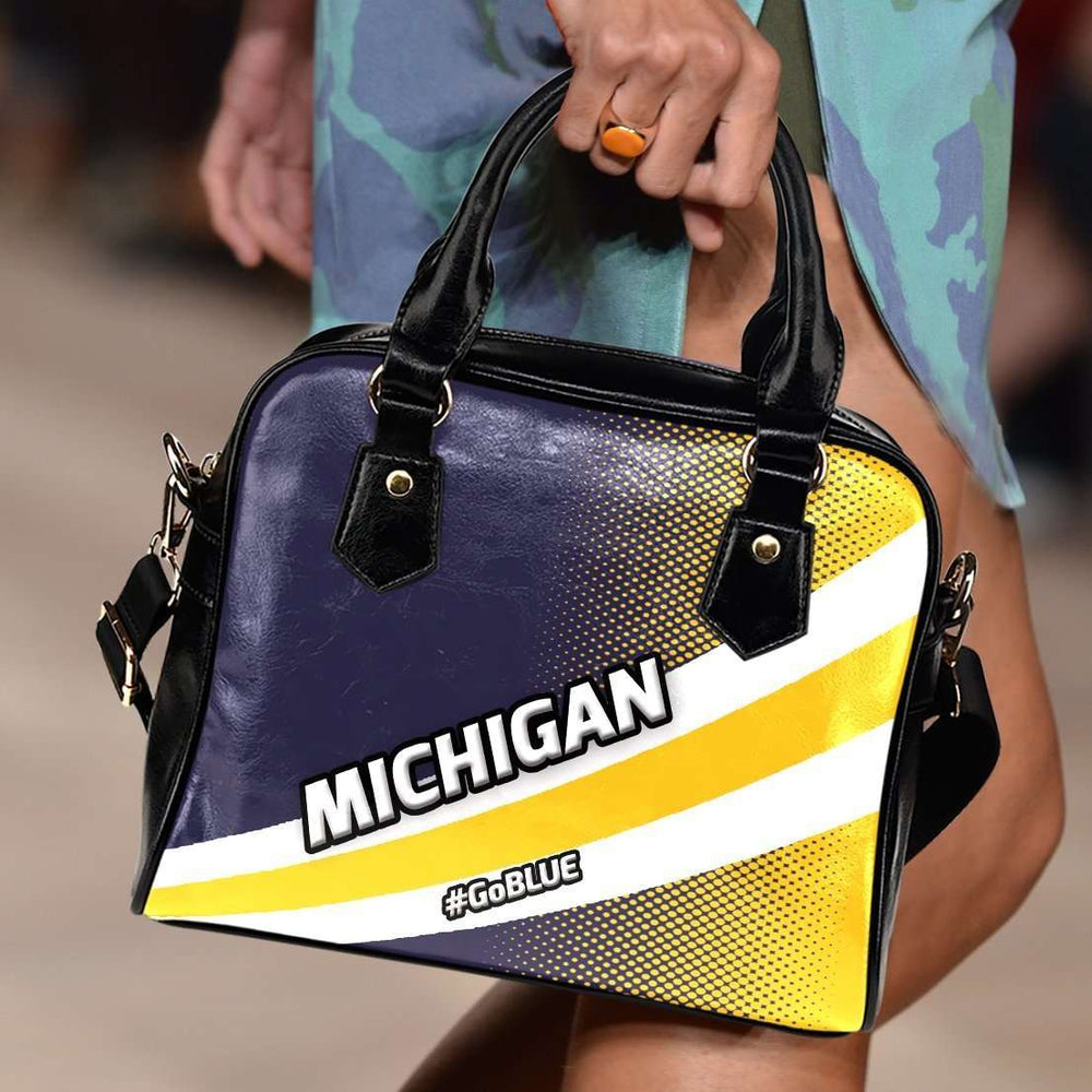 Designs by MyUtopia Shout Out:#GoBlue Michigan Faux Leather Handbag with Shoulder Strap