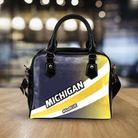Load image into Gallery viewer, Designs by MyUtopia Shout Out:#GoBlue Michigan Faux Leather Handbag with Shoulder Strap

