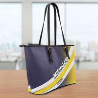 Load image into Gallery viewer, Designs by MyUtopia Shout Out:#GoBlue Michigan Faux Leather Totebag Purse

