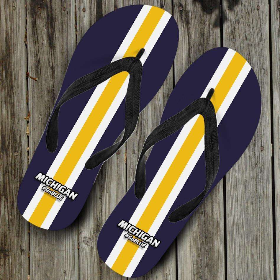 Designs by MyUtopia Shout Out:#GoBlue Michigan Flip Flops