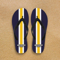 Load image into Gallery viewer, Designs by MyUtopia Shout Out:#GoBlue Michigan Flip Flops,Men&#39;s / Men&#39;s Small (US 7-8 /EU 40-42) / Blue/Yellow,Flip Flops
