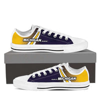 Load image into Gallery viewer, Designs by MyUtopia Shout Out:#GoBlue Michigan Lowtop Shoes,Women&#39;s / Ladies US6 (EU36) / White/Blue/Yellow,Lowtop Shoes
