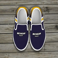 Load image into Gallery viewer, Designs by MyUtopia Shout Out:#GoBlue Michigan Slip-on Shoes,Men&#39;s / Men&#39;s US8 (EU40) / Blue/Yellow,Slip on sneakers
