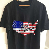 Load image into Gallery viewer, Designs by MyUtopia Shout Out:God Bless America Country Flag Adult Unisex Black T-Shirt,S / Black,Adult Unisex T-Shirt
