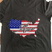 Load image into Gallery viewer, Designs by MyUtopia Shout Out:God Bless America Country Flag Adult Unisex Black T-Shirt
