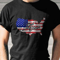 Load image into Gallery viewer, Designs by MyUtopia Shout Out:God Bless America Country Flag Adult Unisex Black T-Shirt
