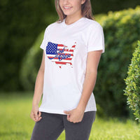 Load image into Gallery viewer, Designs by MyUtopia Shout Out:God Bless America Country Flag Adult Unisex White T-Shirt
