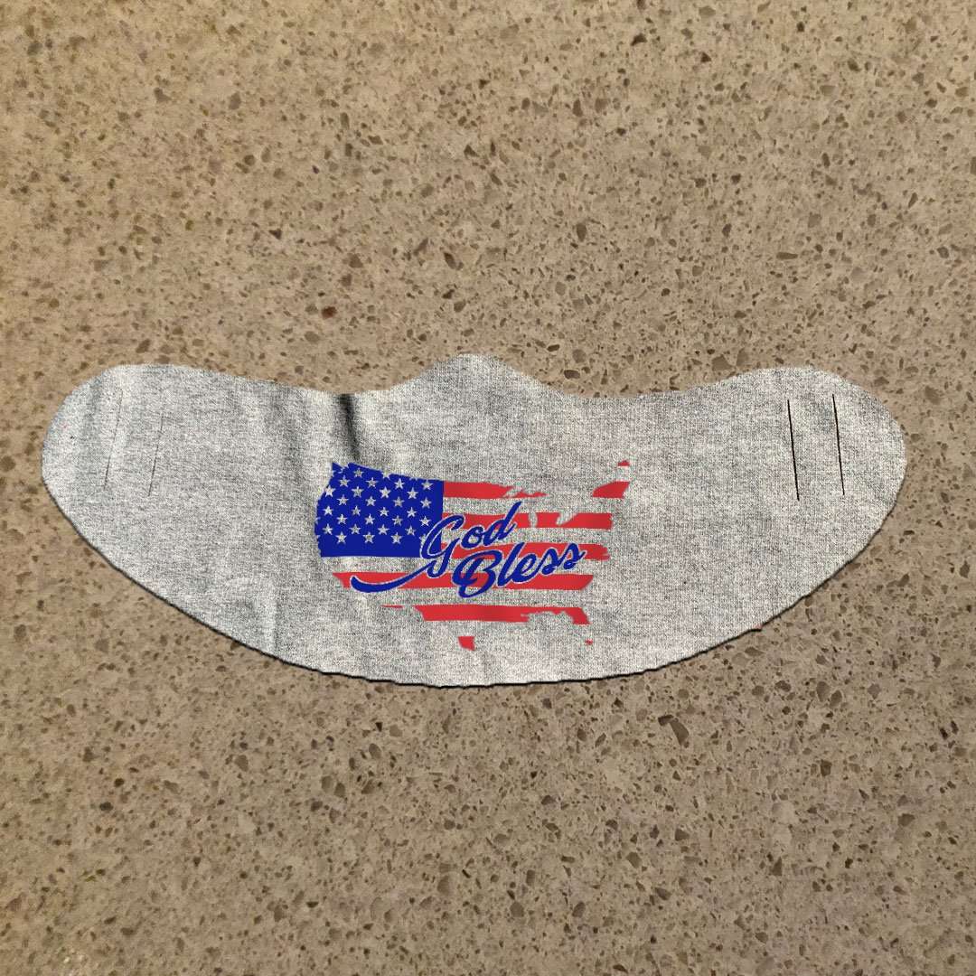 Designs by MyUtopia Shout Out:God Bless America Fabric Face Covering / Face Mask,L / Athletic Heather,Fabric Face Mask