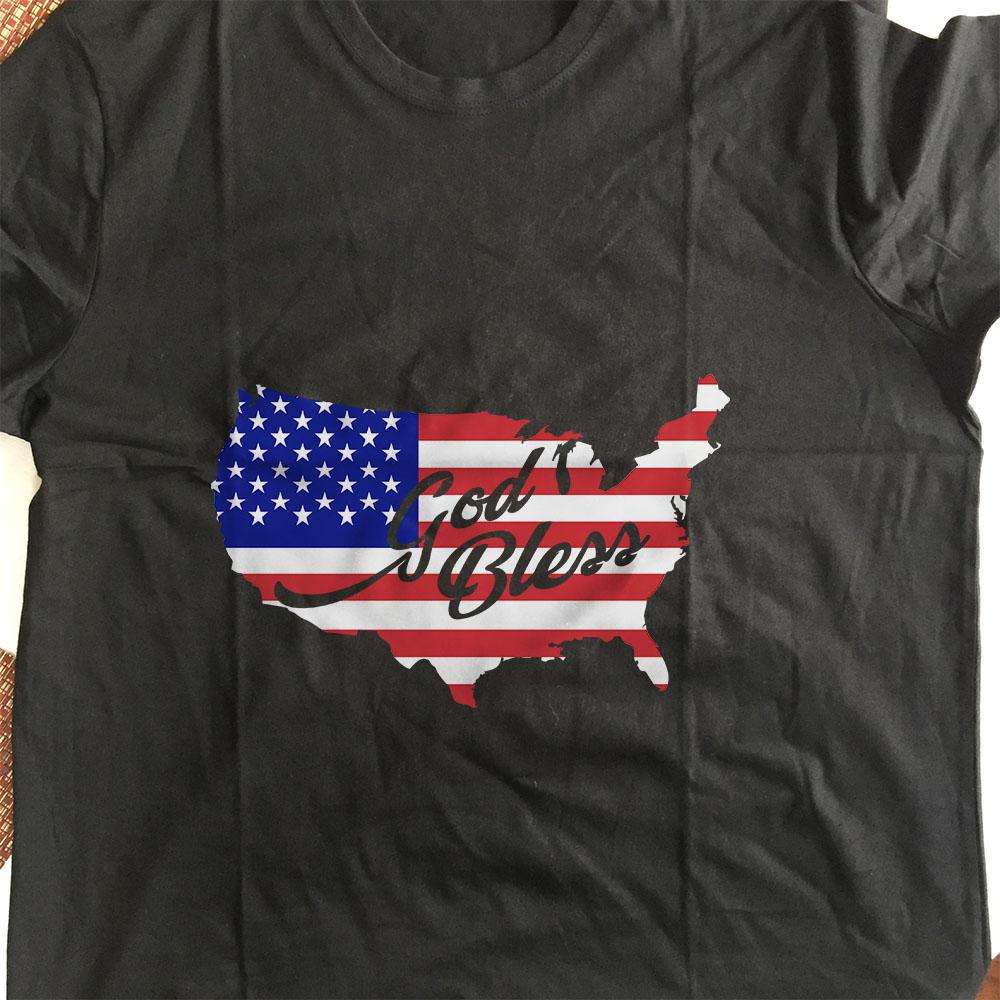 Designs by MyUtopia Shout Out:God Bless America Flag Country Adult Unisex T-Shirt