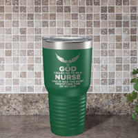 Load image into Gallery viewer, Designs by MyUtopia Shout Out:God Called Me to be a Nurse Engraved 30oz Polar Camel Stainless Steel Insulated Tumbler Travel Mug,30oz / Green,Polar Camel - 30 oz Ringneck Tumbler
