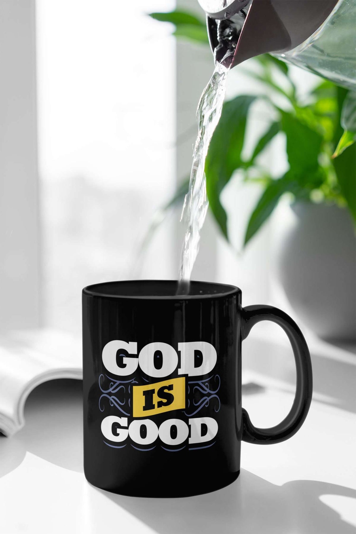 Designs by MyUtopia Shout Out:God Is Good Ceramic Coffee Mug - Black,11 oz / Black,Ceramic Coffee Mug
