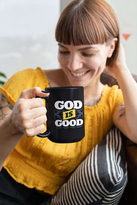 Load image into Gallery viewer, Designs by MyUtopia Shout Out:God Is Good Ceramic Coffee Mug - Black
