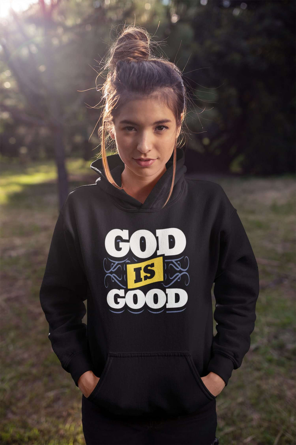 Designs by MyUtopia Shout Out:God Is Good Core Fleece Pullover Hoodie