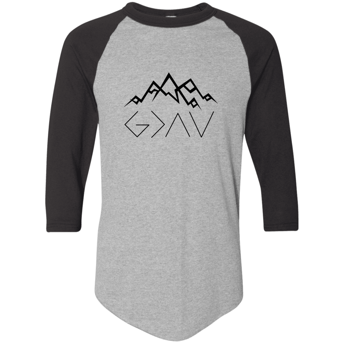 Designs by MyUtopia Shout Out:God is Greater than My Highs and Lows John 16:33 3/4 Length Sleeve Color block Raglan Jersey T-Shirt,Athletic Heather/Black / S,Adult Unisex T-Shirt
