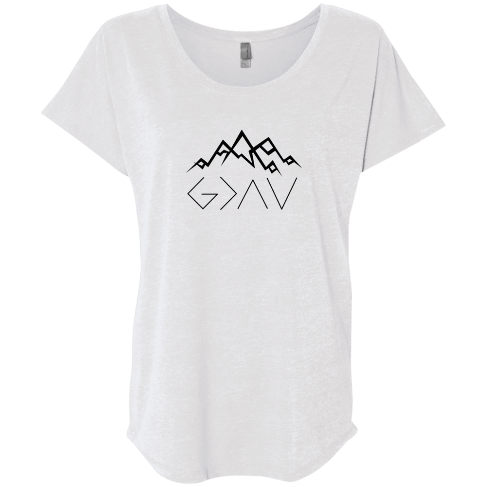 Designs by MyUtopia Shout Out:God is Greater than My Highs and Lows John 16:33 Ladies' Triblend Dolman Shirt,Heather White / X-Small,Ladies T-Shirts