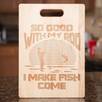 Load image into Gallery viewer, Designs by MyUtopia Shout Out:Good With My Rod Fishing Fan Cutting Board
