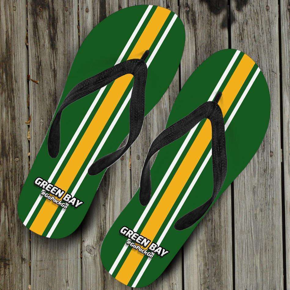 Designs by MyUtopia Shout Out:#GoPackGo Green Bay Flip Flops