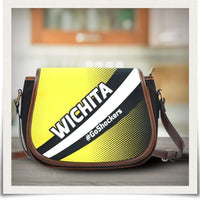 Load image into Gallery viewer, Designs by MyUtopia Shout Out:#GoShockers Wichita Fan Canvas Saddlebag Style Crossbody Purse
