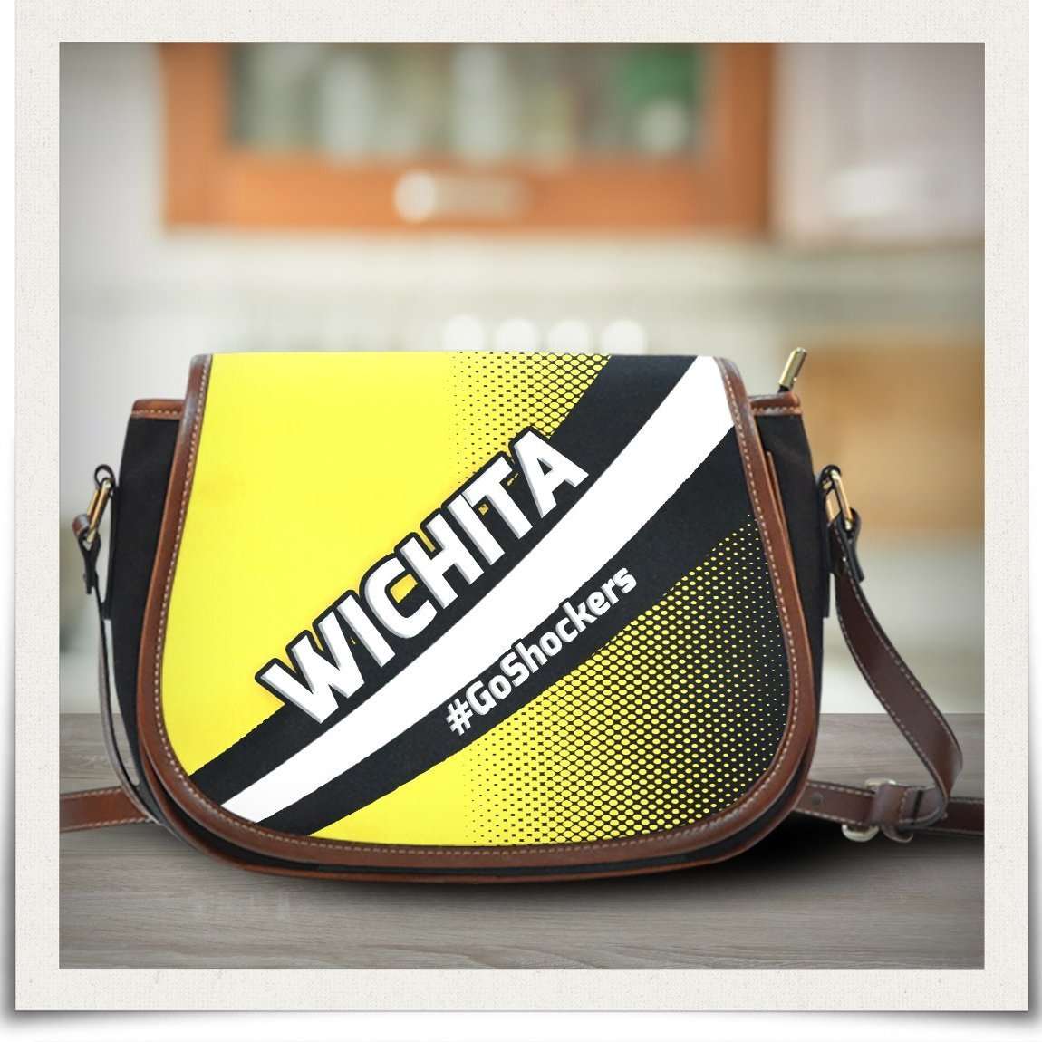 Designs by MyUtopia Shout Out:#GoShockers Wichita Fan Canvas Saddlebag Style Crossbody Purse