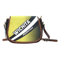 Load image into Gallery viewer, Designs by MyUtopia Shout Out:#GoShockers Wichita Fan Canvas Saddlebag Style Crossbody Purse
