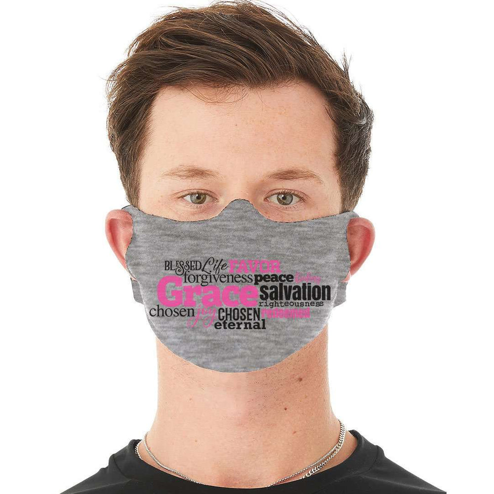 Designs by MyUtopia Shout Out:Grace Word Cloud Fabric Face Covering / Face Mask
