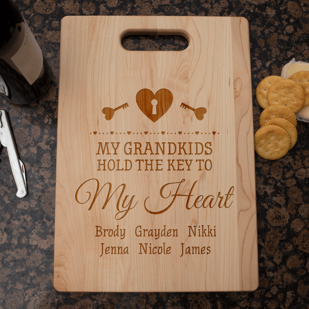 Designs by MyUtopia Shout Out:Grandkids Are Key Personalized Engraved Maple Cutting Board,6″ X 9″,Cutting Board