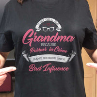 Load image into Gallery viewer, Designs by MyUtopia Shout Out:GrandMa Partner In Crime Adult Unisex Cotton Short Sleeve T-Shirt
