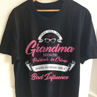 Load image into Gallery viewer, Designs by MyUtopia Shout Out:GrandMa Partner In Crime Adult Unisex Cotton Short Sleeve T-Shirt,S / Black,Adult Unisex T-Shirt
