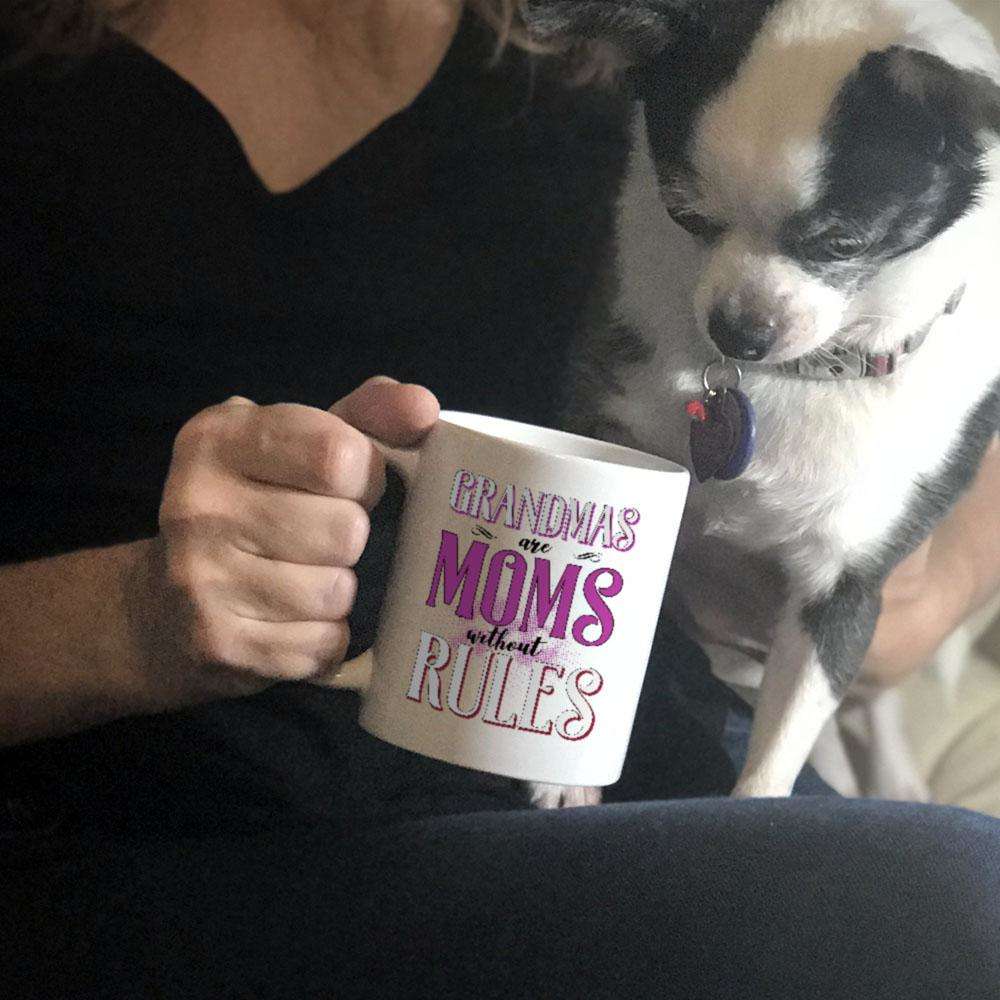 Designs by MyUtopia Shout Out:Grandmas Are Moms Without Rules White Ceramic Coffee Mug