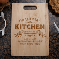 Load image into Gallery viewer, Designs by MyUtopia Shout Out:Grandma&#39;s Kitchen Love Baked Into Every Bite Personalized Engraved Maple Cutting Board
