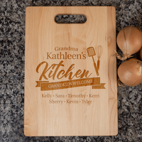 Load image into Gallery viewer, Designs by MyUtopia Shout Out:Grandma&#39;s Kitchen Personalized with Kids Names Engraved Maple Cutting Board,🌟  Best Value 9 3/4″ X 13.5″,Cutting Board
